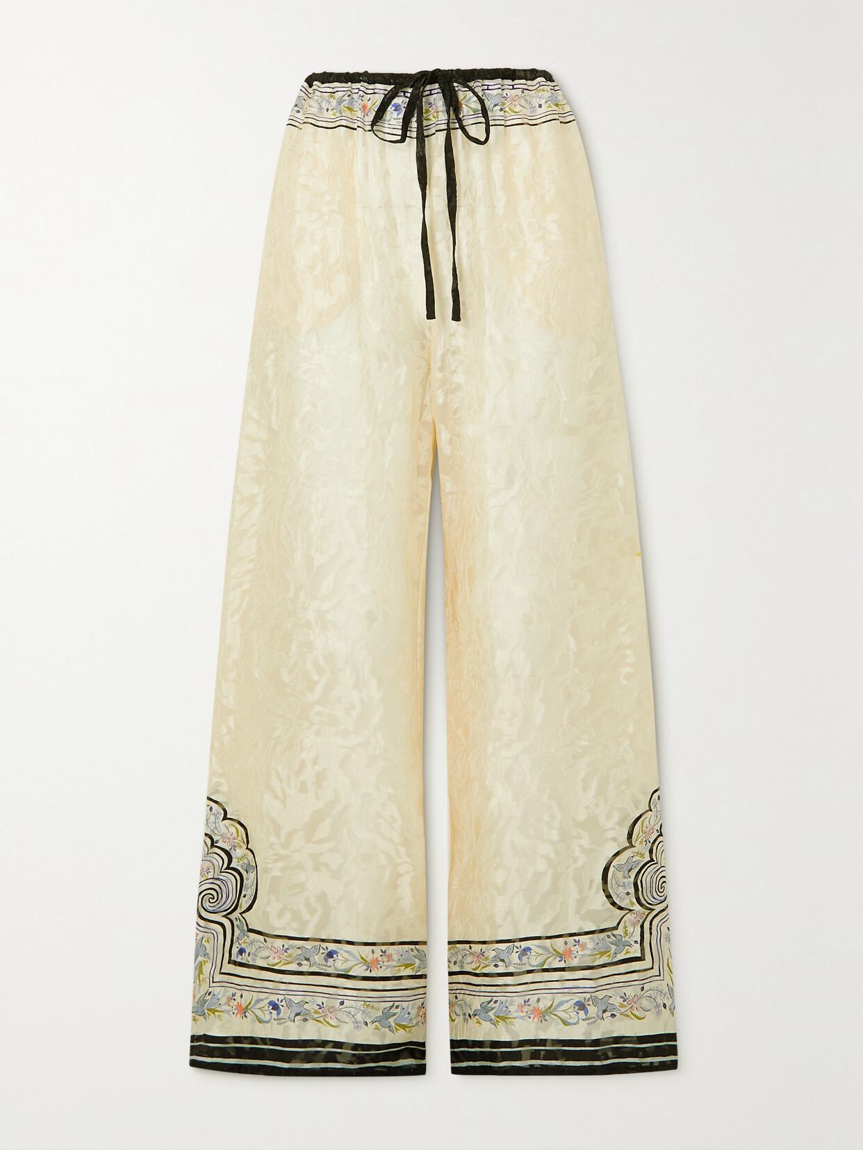 Saloni + Venyx Kai Printed Satin-jacquard Wide-leg Pants - Cream