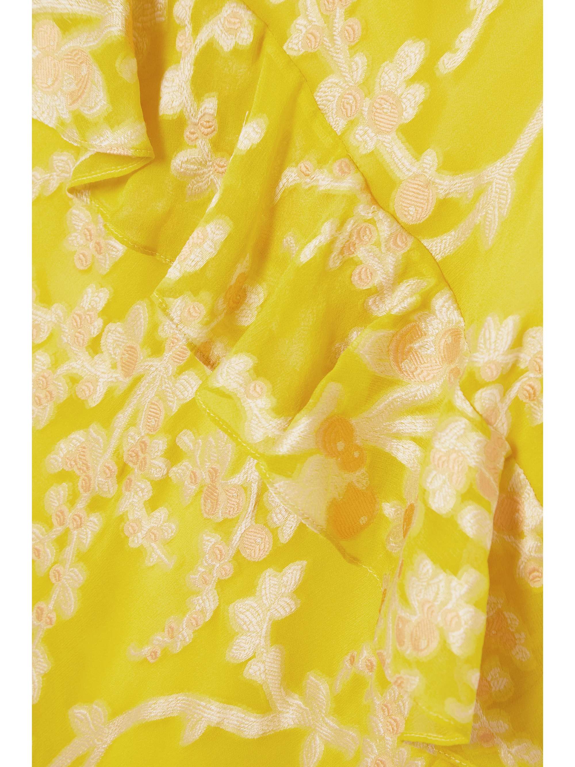 SALONI Vida ruffled fil coupé silk-georgette midi dress