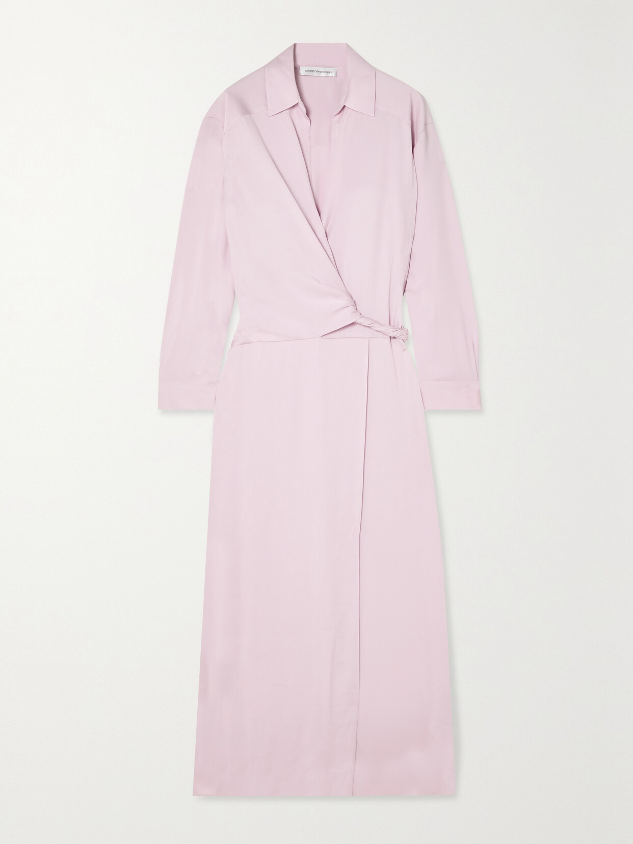 Christopher Esber Twist-front Wrap-effect Stretch-faille Maxi Shirt Dress - Pink