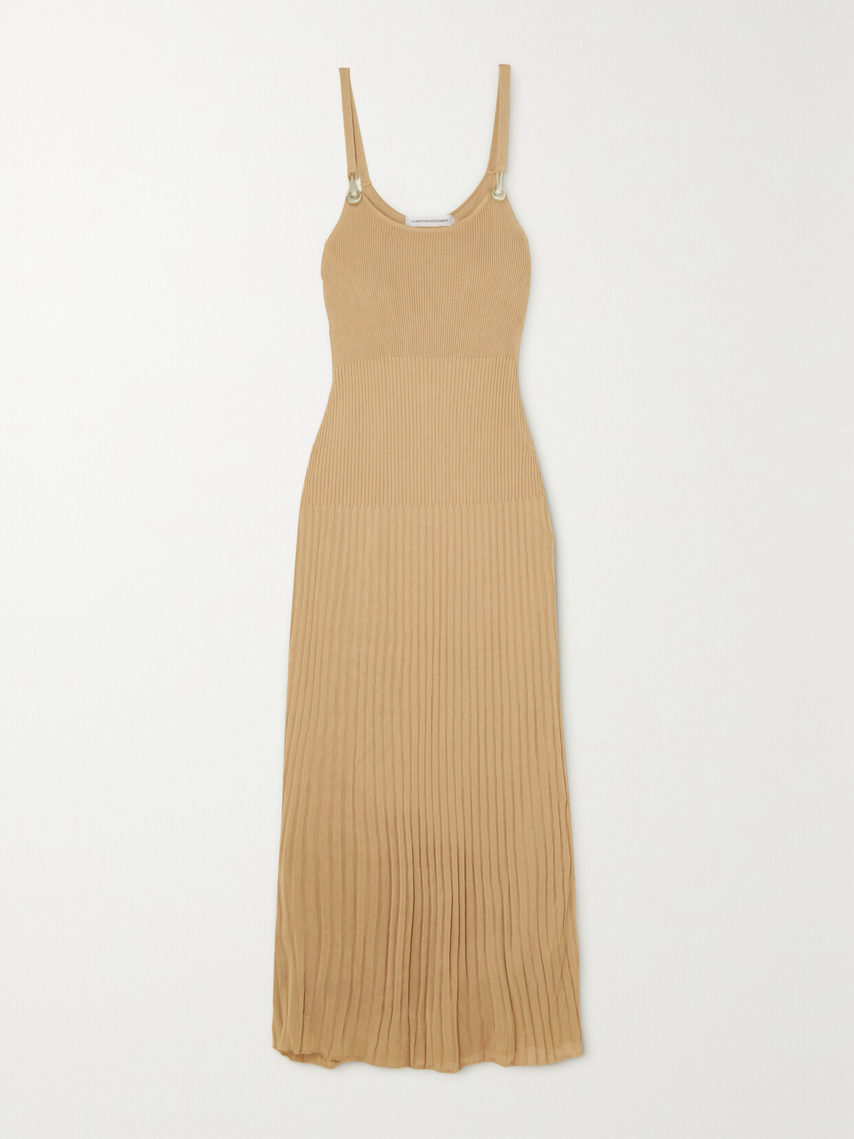 Christopher Esber Embellished Ribbed-knit Maxi Dress - Brown
