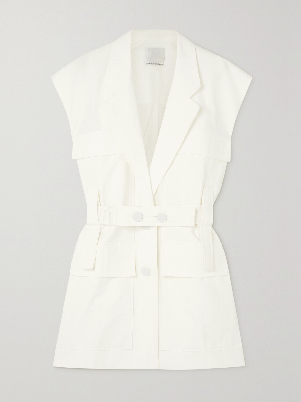 Christopher Esber Belted Cotton-twill Jacket - White
