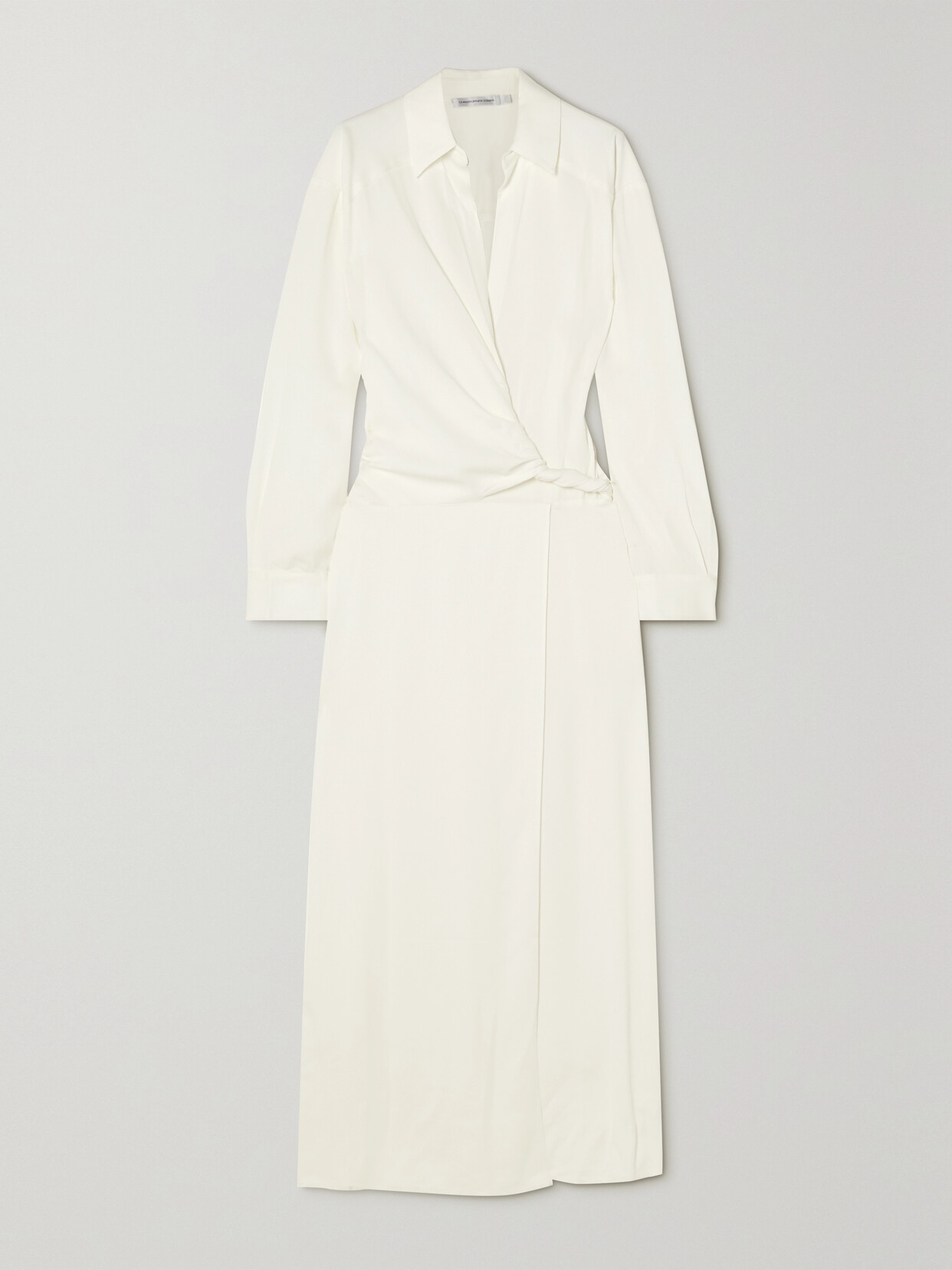 Christopher Esber - Twist-front Wrap-effect Stretch-faille Maxi Shirt Dress - White