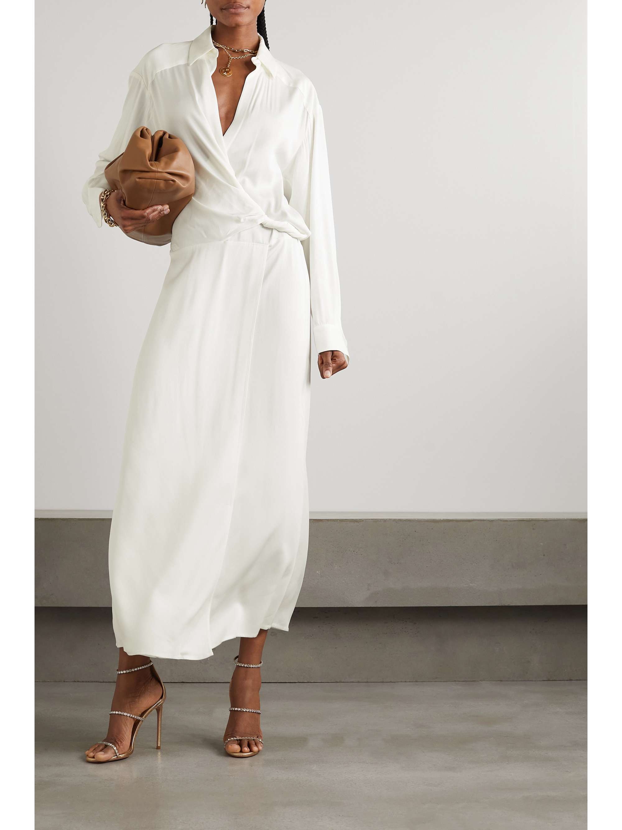 CHRISTOPHER ESBER Twist-front wrap-effect stretch-faille maxi shirt dress