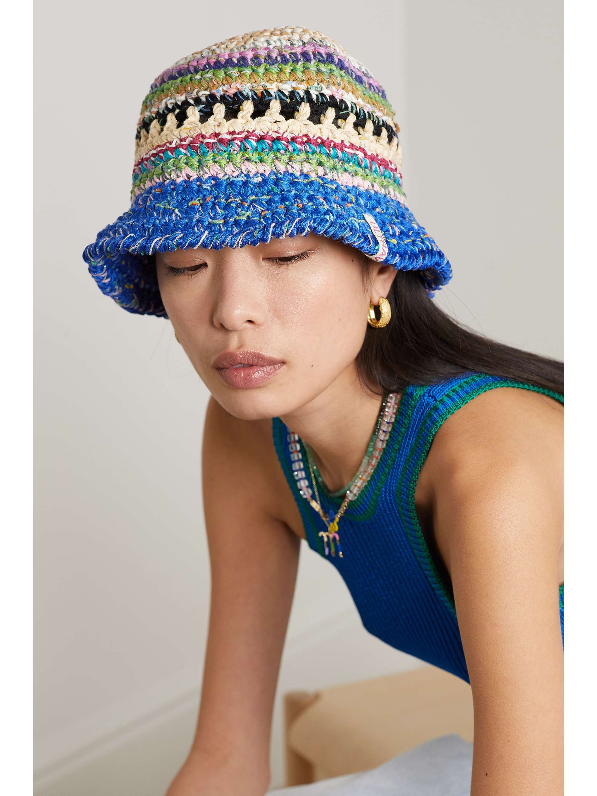 ULTRAVIOLHAT Josefine crocheted cotton-blend bucket hat