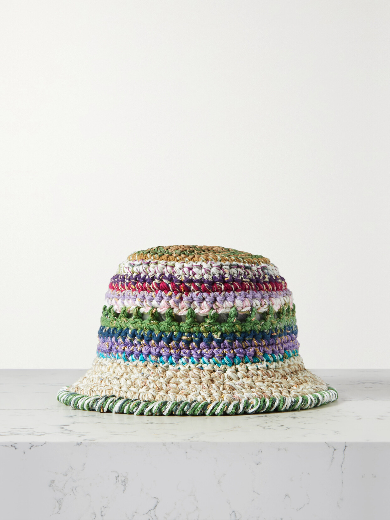 ULTRAVIOLHAT + Net Sustain Crocheted Organic Cotton-blend Bucket Hat