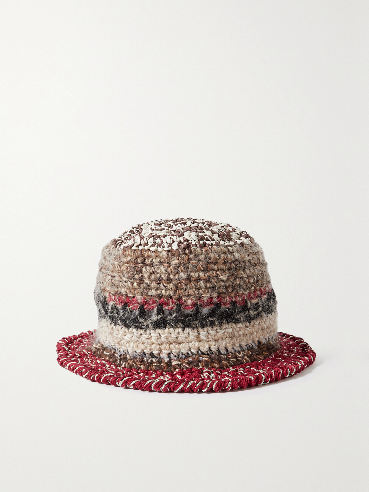 ULTRAVIOLHAT Crocheted Cotton-blend And Raffia Bucket Hat