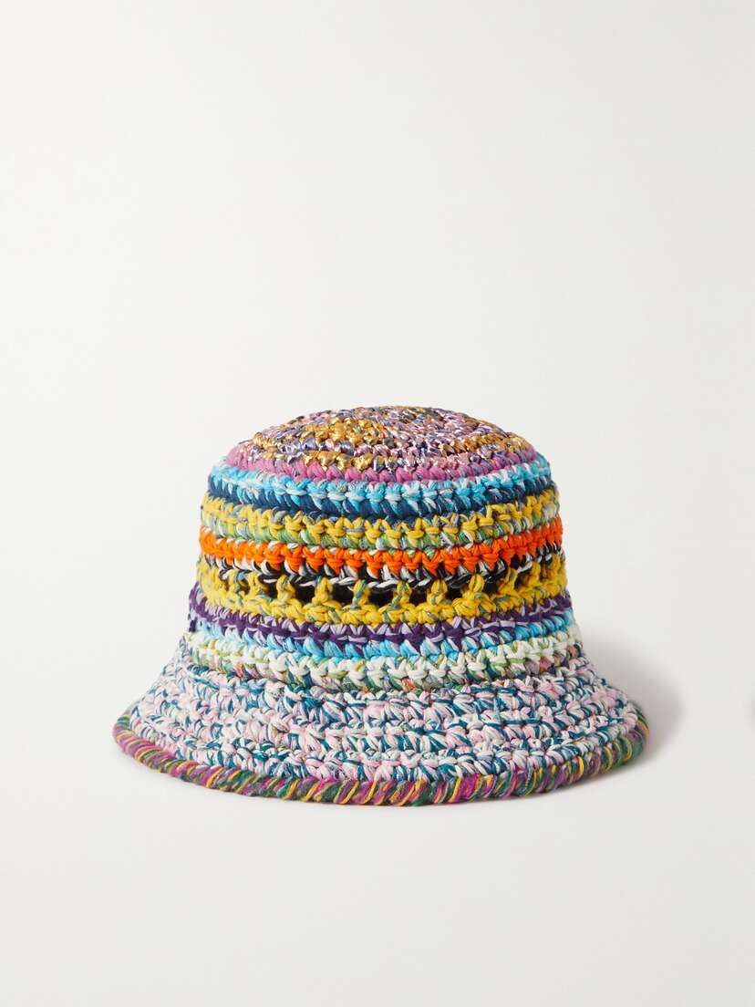 ULTRAVIOLHAT + Net Sustain Crocheted Organic Cotton And Raffia-blend Bucket Hat