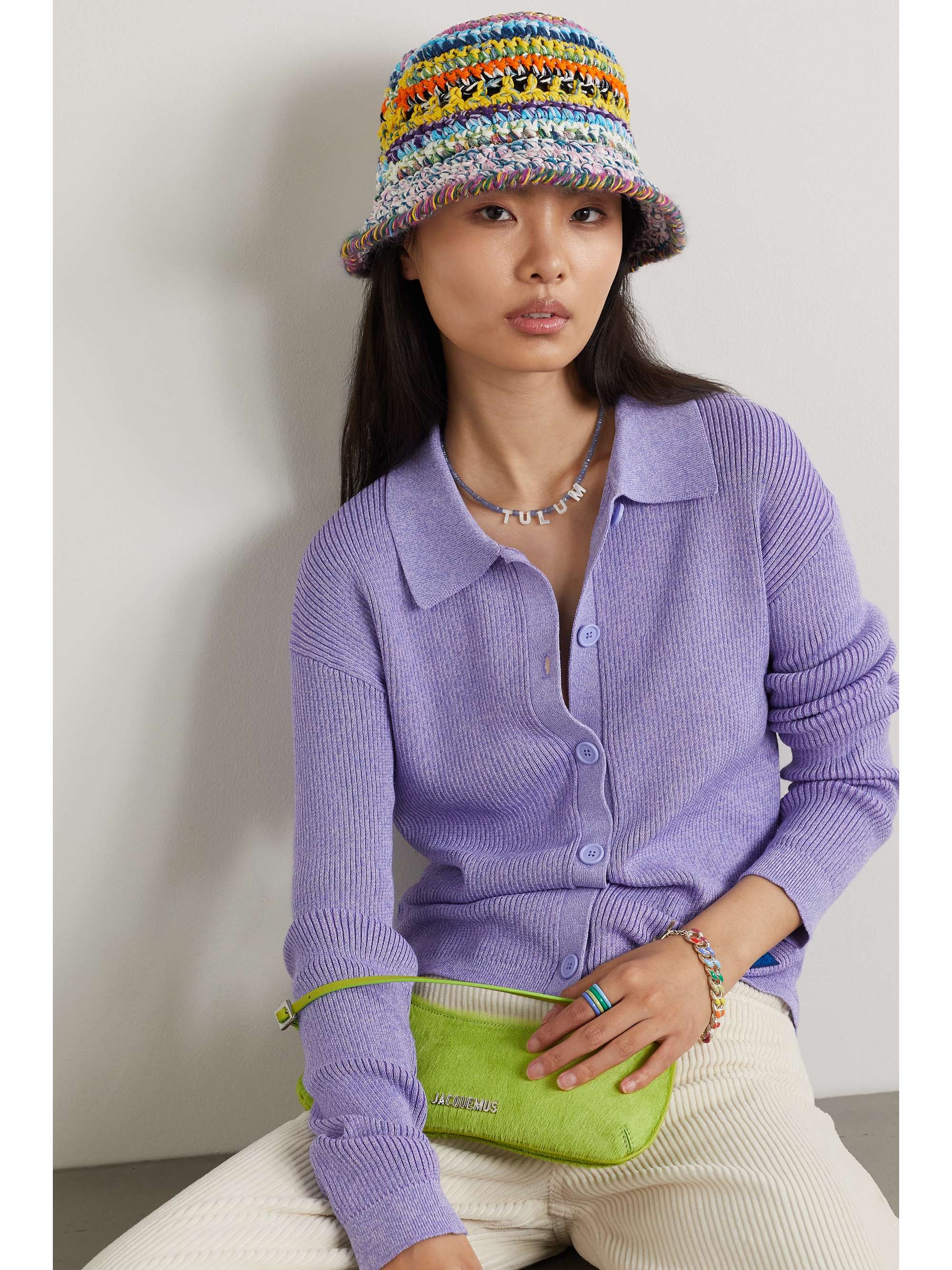 ULTRAVIOLHAT Crocheted cotton and raffia-blend bucket hat