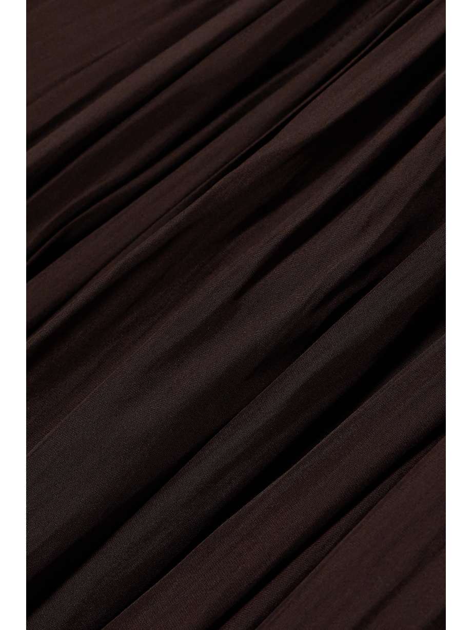 gathered charmeuse maxi dress