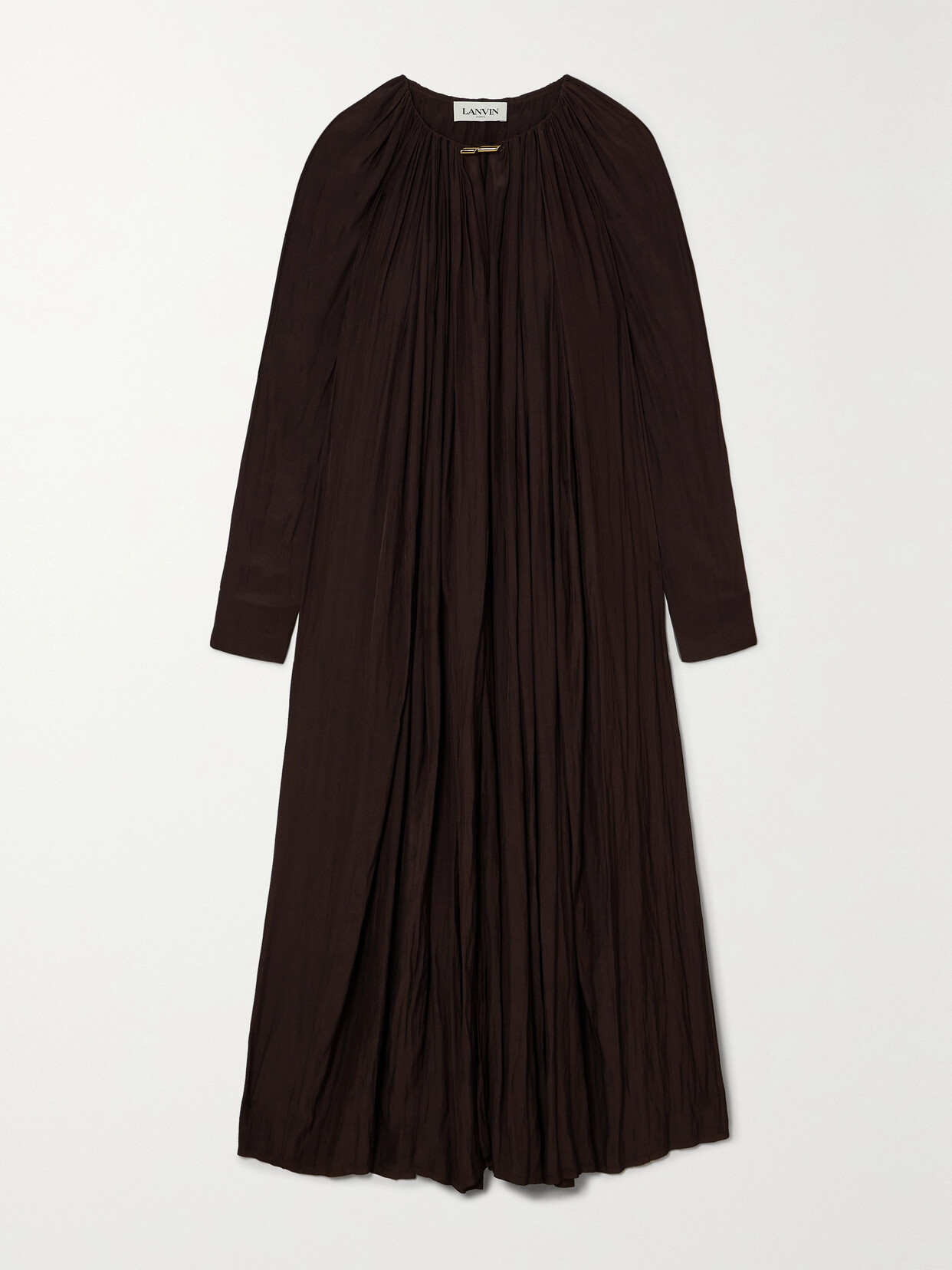 Lanvin - Gathered Charmeuse Maxi Dress - Brown