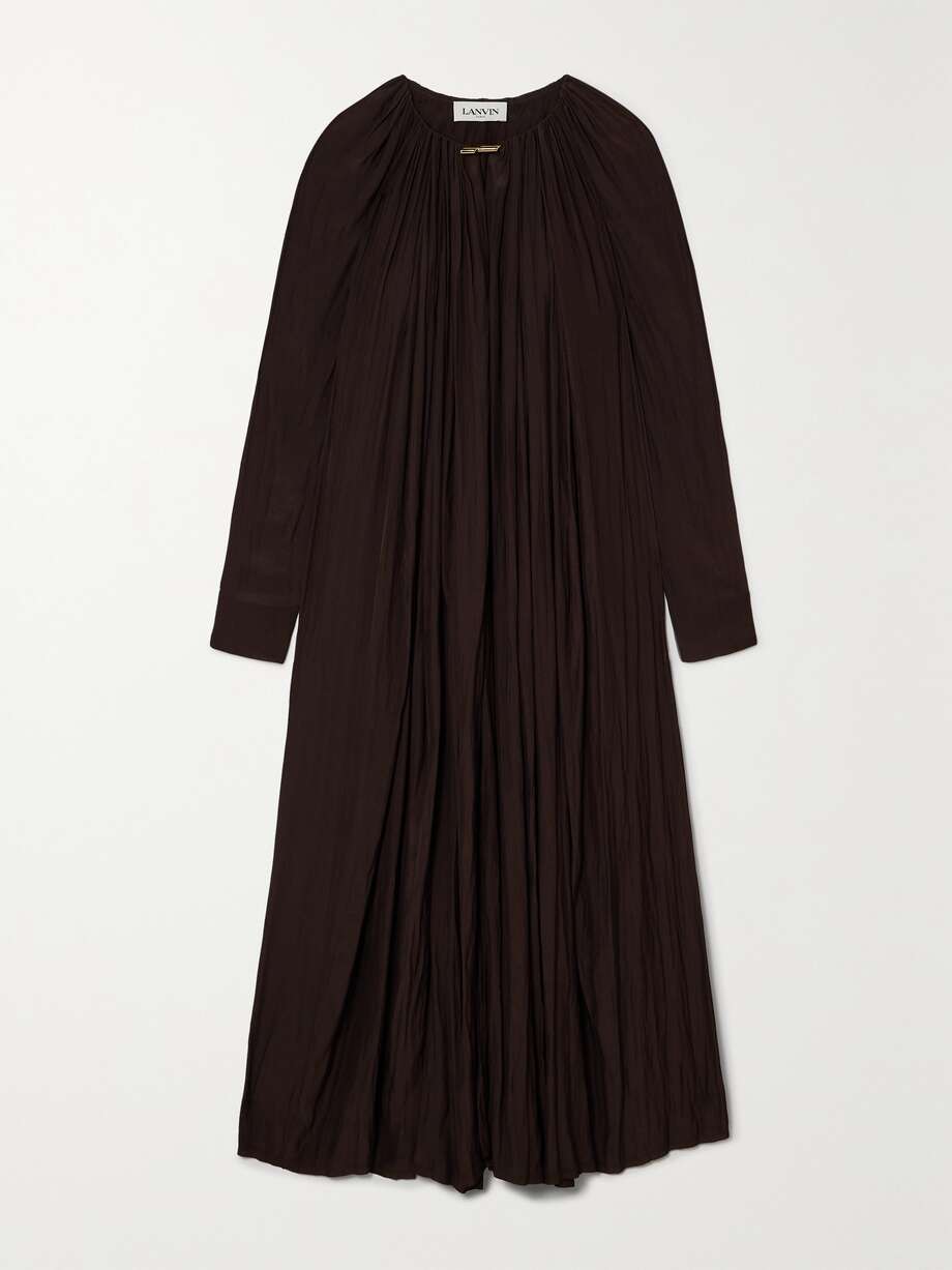 gathered charmeuse maxi dress