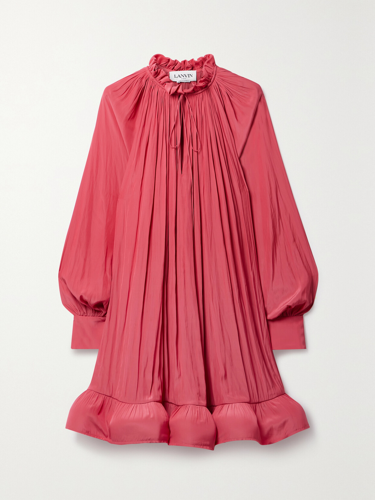 Lanvin - Ruffled Charmeuse Mini Dress - Pink