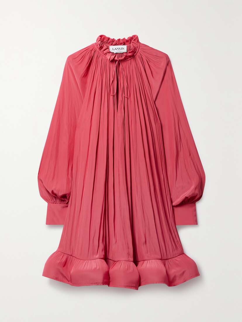 Lanvin Ruffled Charmeuse Mini Dress