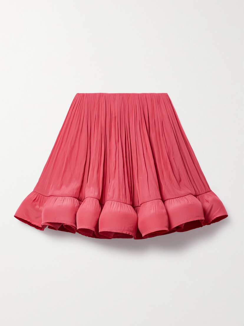 Lanvin Ruffled Gathered Charmeuse Mini Skirt