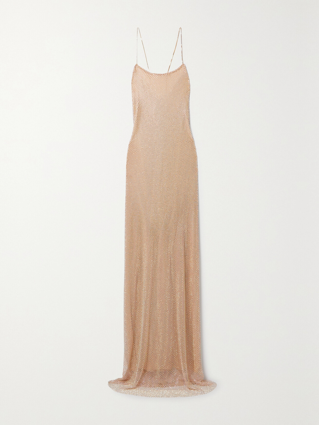 LoveShackFancy Calvert Crystal-embellished Mesh Maxi Dress - Neutrals