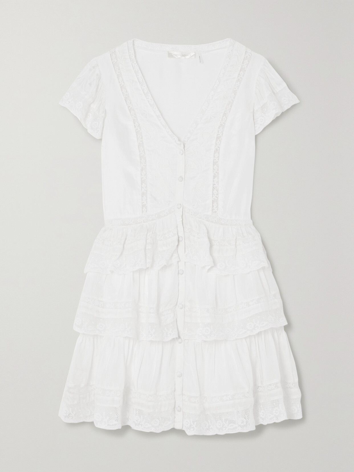 LoveShackFancy - Kindler Lace-trimmed Ruffled Silk Mini Dress - White