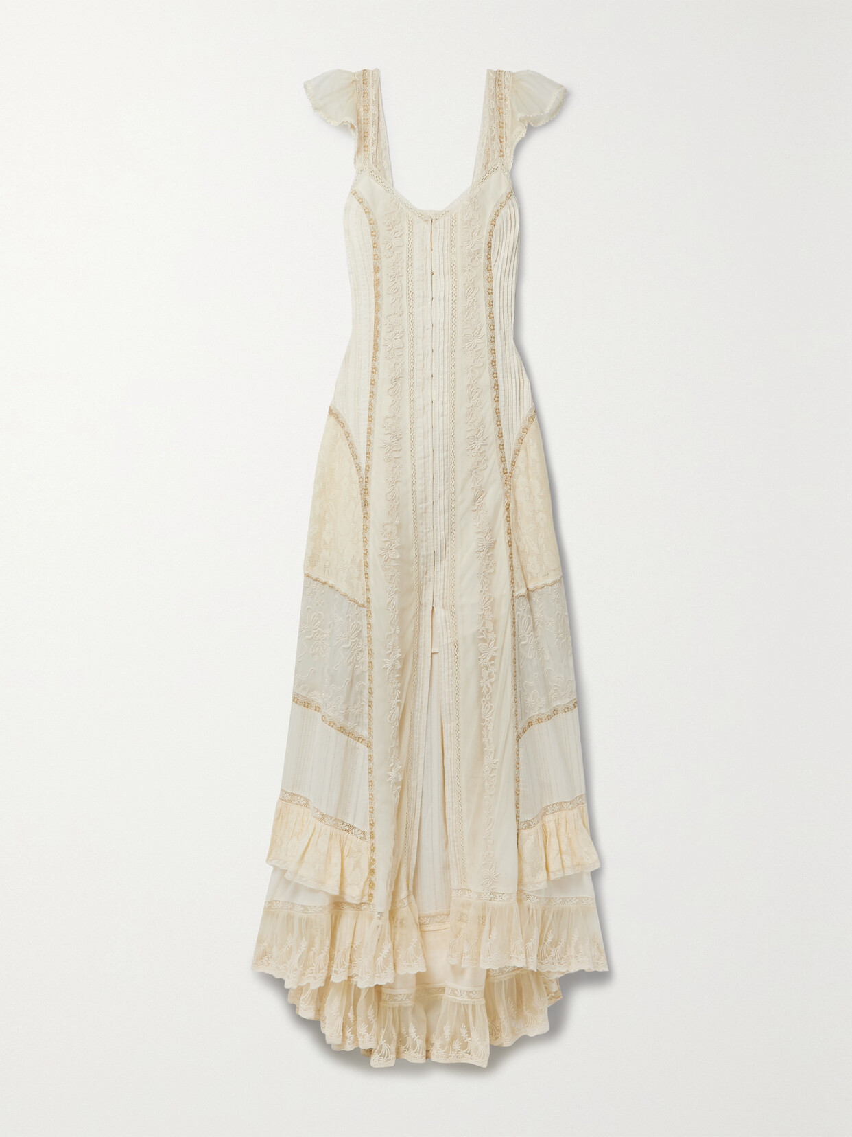 LoveShackFancy - Saskia Ruffled Embroidered Cotton-blend Voile, Tulle And Crochet Maxi Dress - Cream