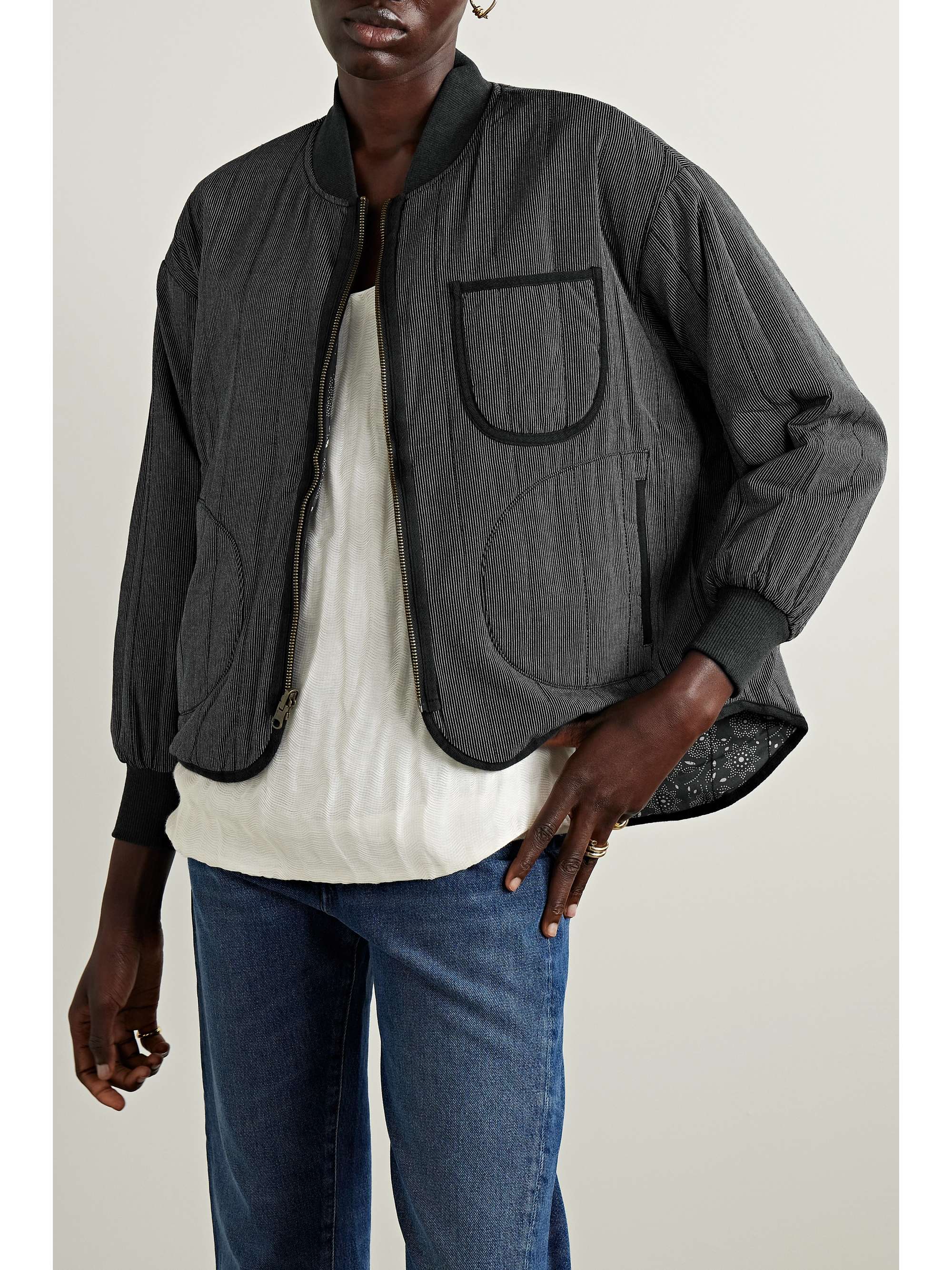 THE GREAT. The Reversible printed quilted cotton bomber jacket NETA