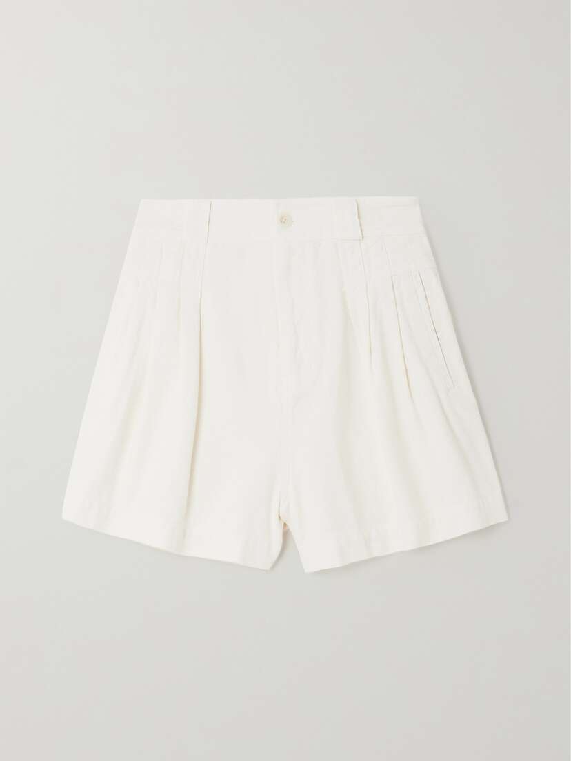 The Great. Pleated Cotton Shorts