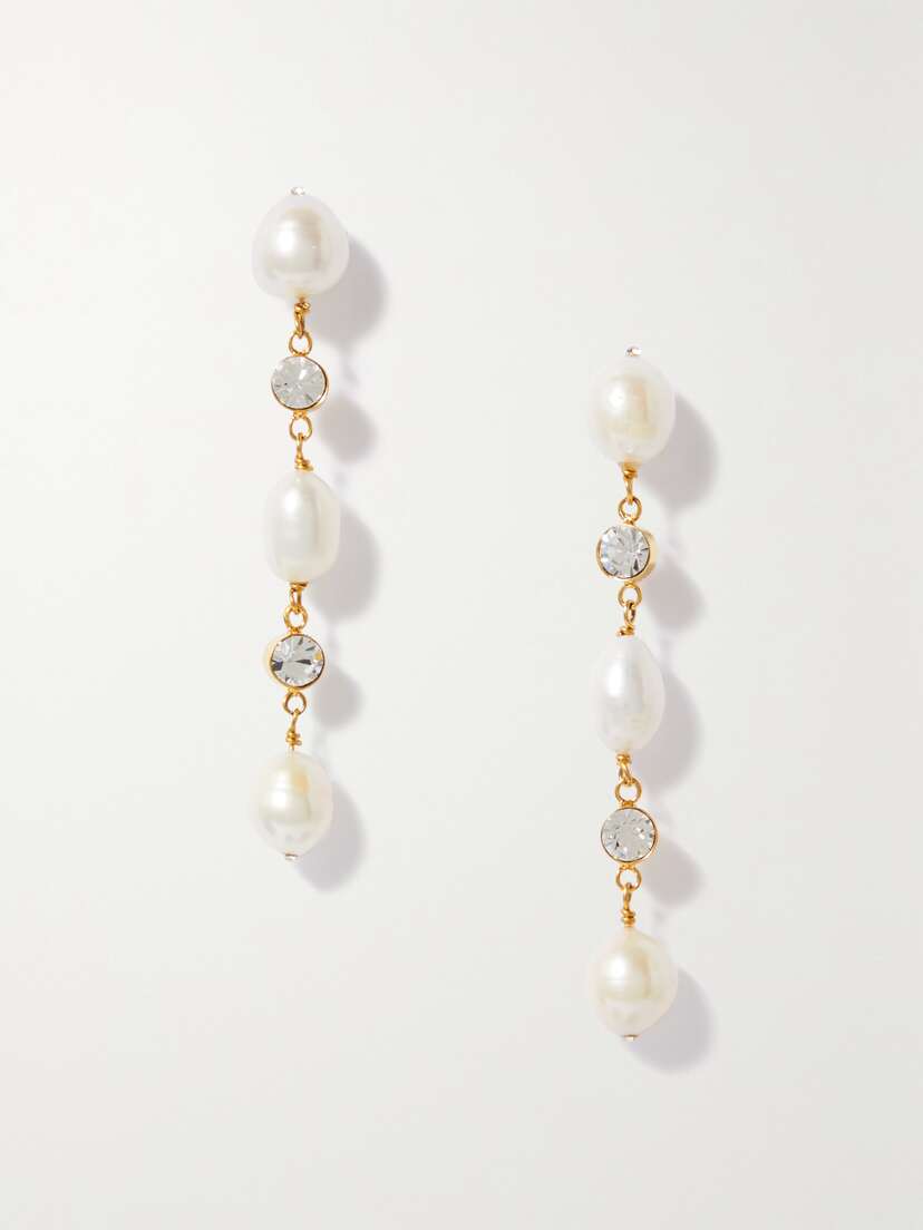 Jennifer Behr + Net Sustain Chiara Gold-plated, Pearl And Crystal Earrings