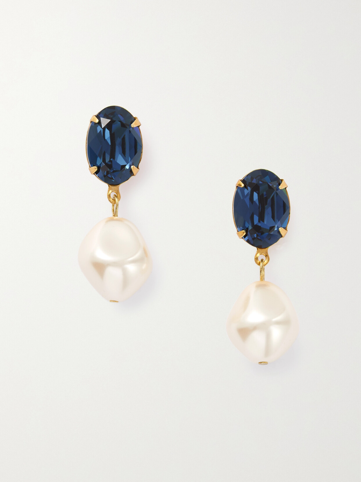 Jennifer Behr - + Net Sustain Tunis Gold-plated, Crystal And Faux Pearl Earrings - Blue