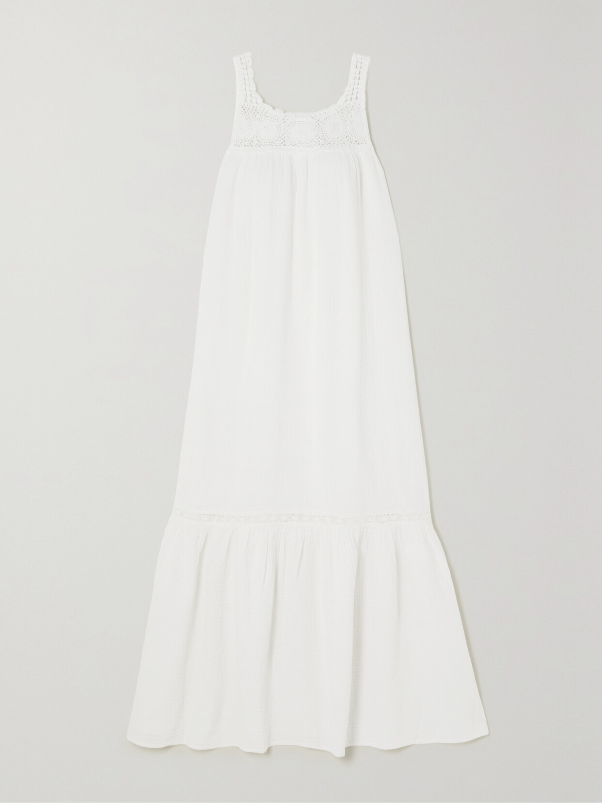 Honorine Allegra Crochet-trimmed Cotton-gauze Dress - White