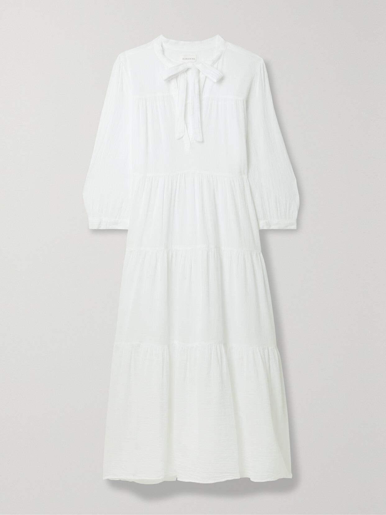 Honorine Giselle Tiered Crinkled Cotton-gauze Maxi Dress - White