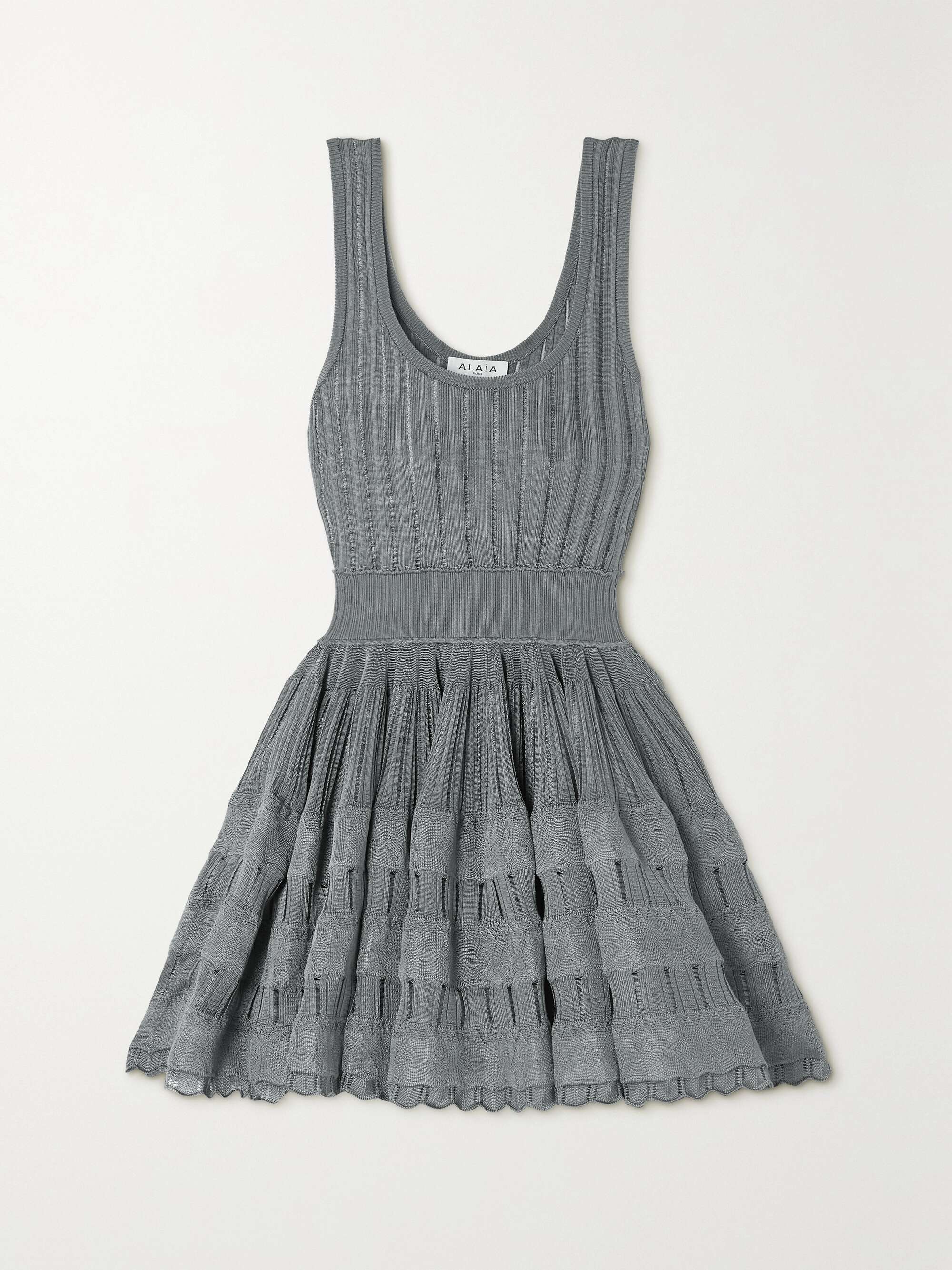 ALAÏA Archetypes ribbed pointelle-knit mini dress | NET-A-PORTER