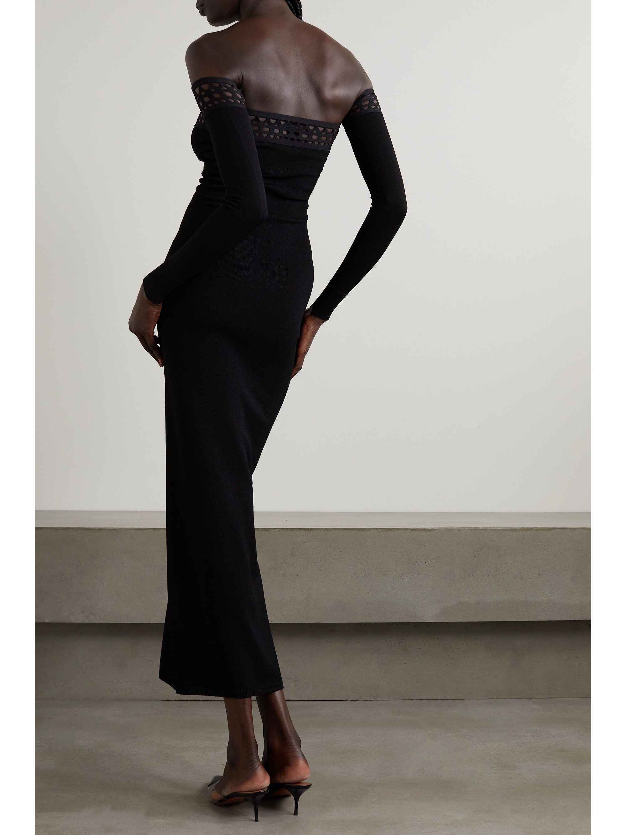 Alaïa Archetypes convertible off-the-shoulder stretch-knit midi dress