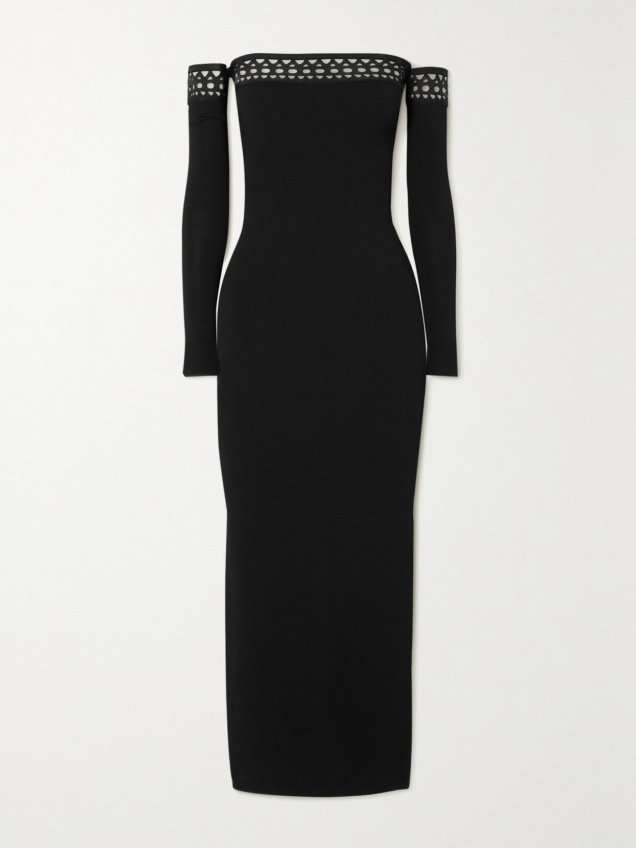 Alaïa Archetypes Convertible Off-the-shoulder Stretch-knit Midi Dress In Black