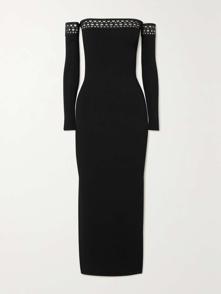 archetypes convertible off-the-shoulder stretch-knit midi dress