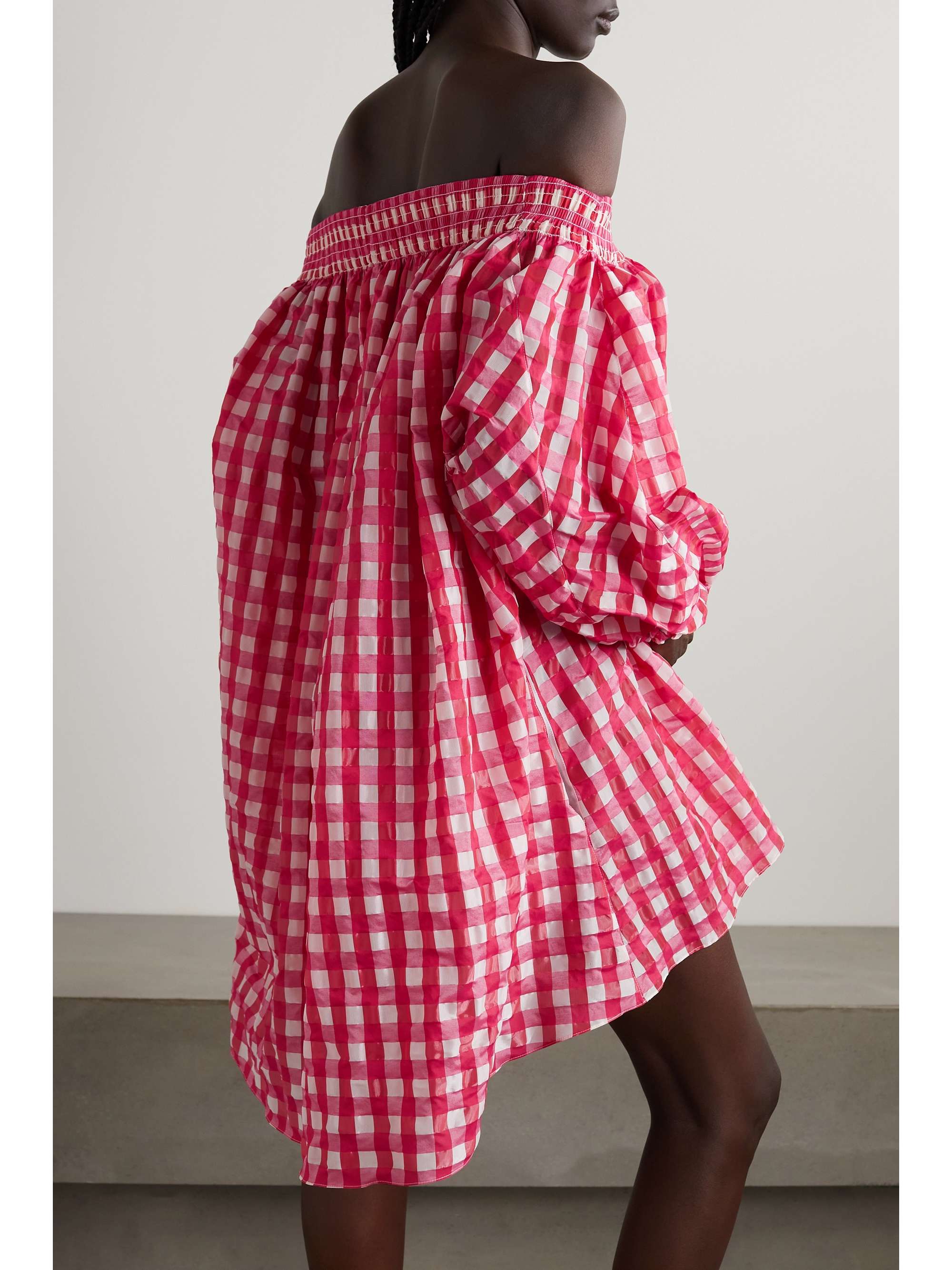ALAÏA Archetypes off-the-shoulder gingham seersucker mini dress