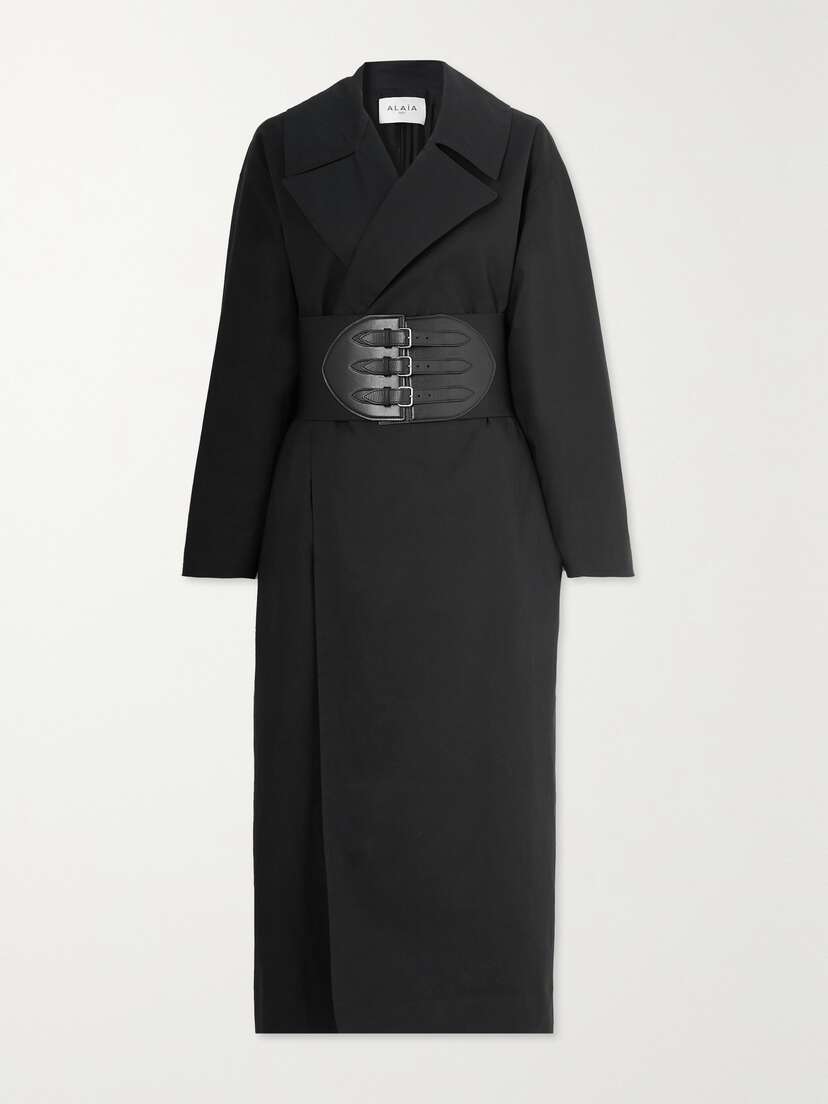Alaïa Archetypes Belted Leather-trimmed Cotton-blend Poplin Trench Coat