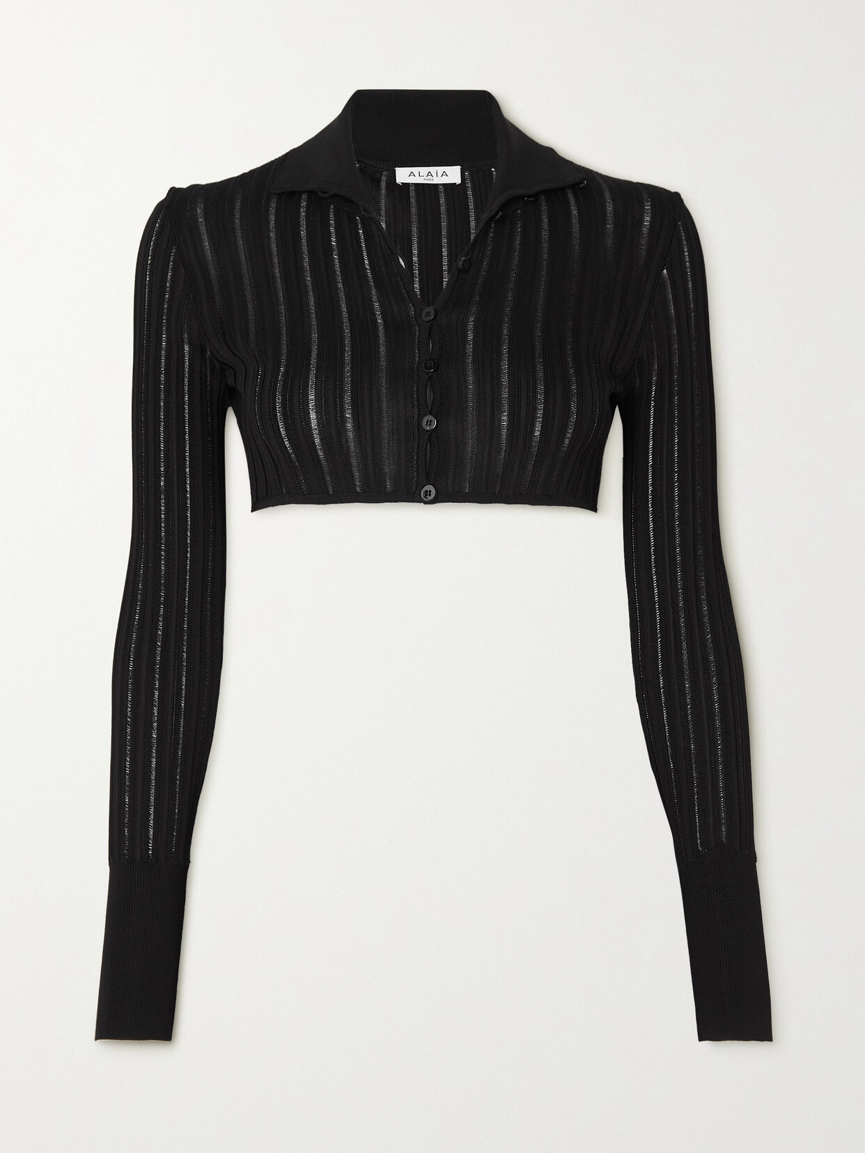 ALAÏA ARCHETYPES CROPPED RIBBED-KNIT CARDIGAN