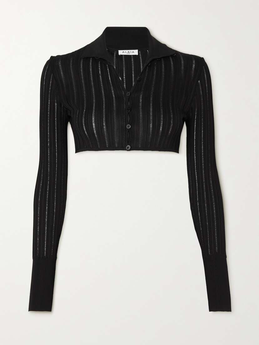 Alaïa Archetypes Cropped Ribbed-knit Cardigan