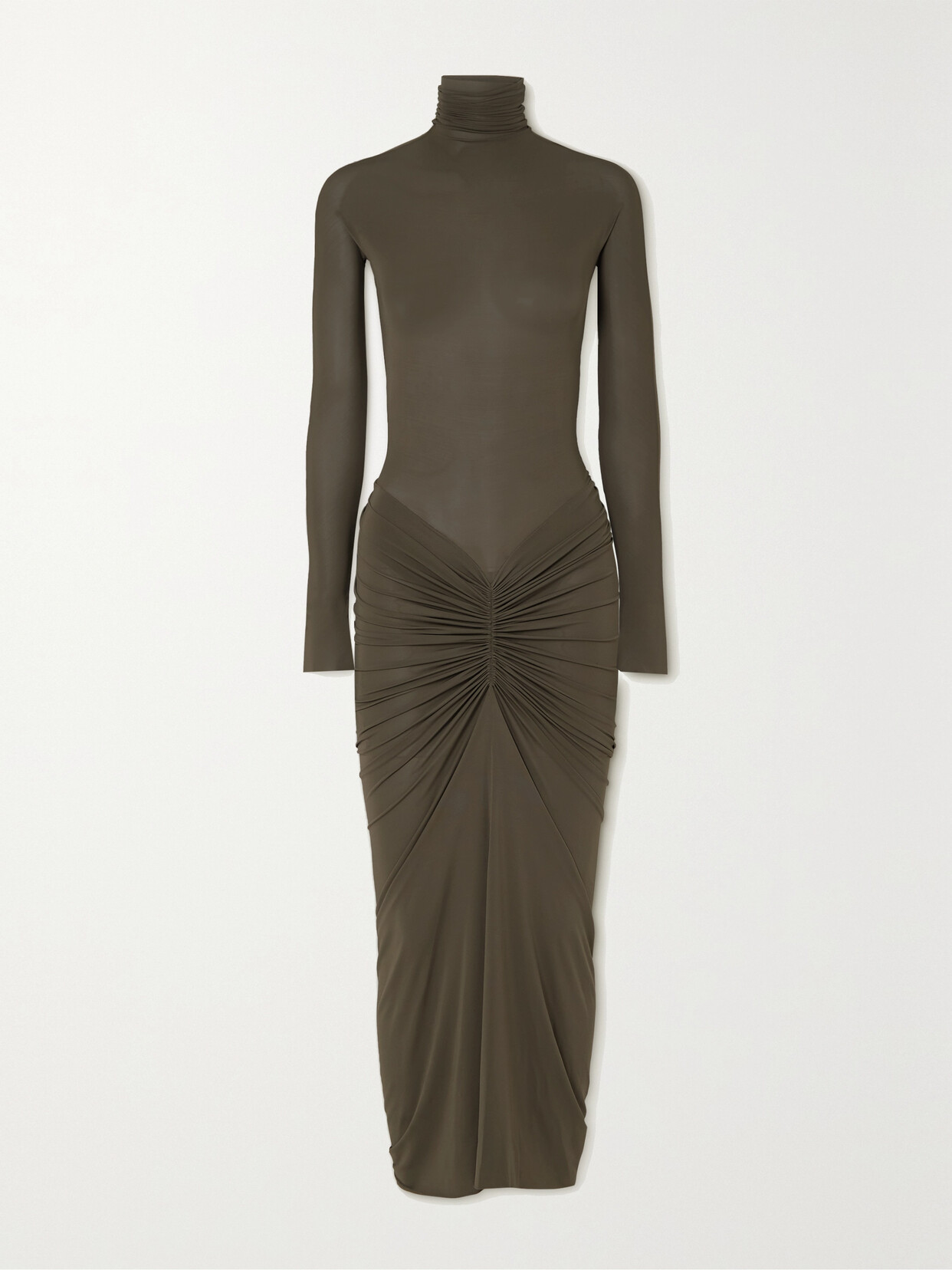 Alaïa Archetypes Ruched Stretch-jersey Turtleneck Midi Dress