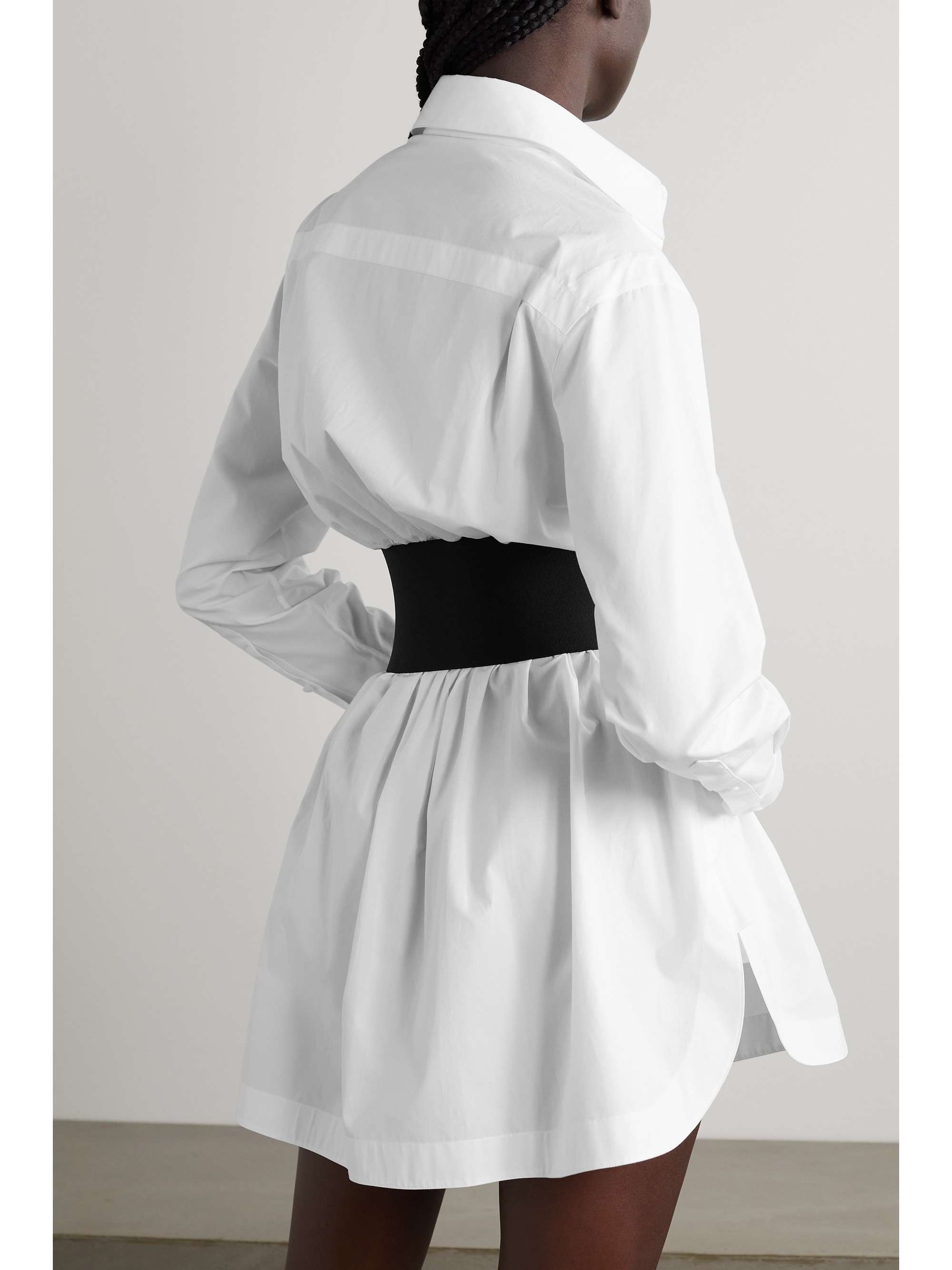 ALAÏA Archetypes belted cotton-poplin mini shirt dress