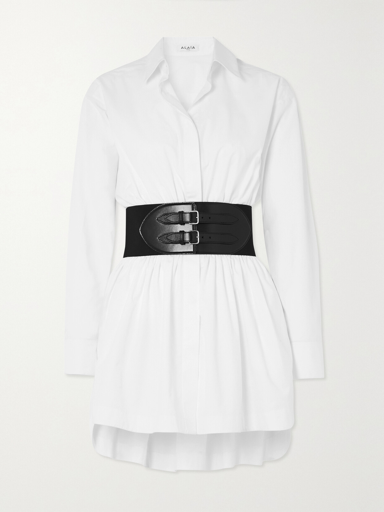 Alaïa Archetypes Belted Cotton-poplin Mini Shirt Dress