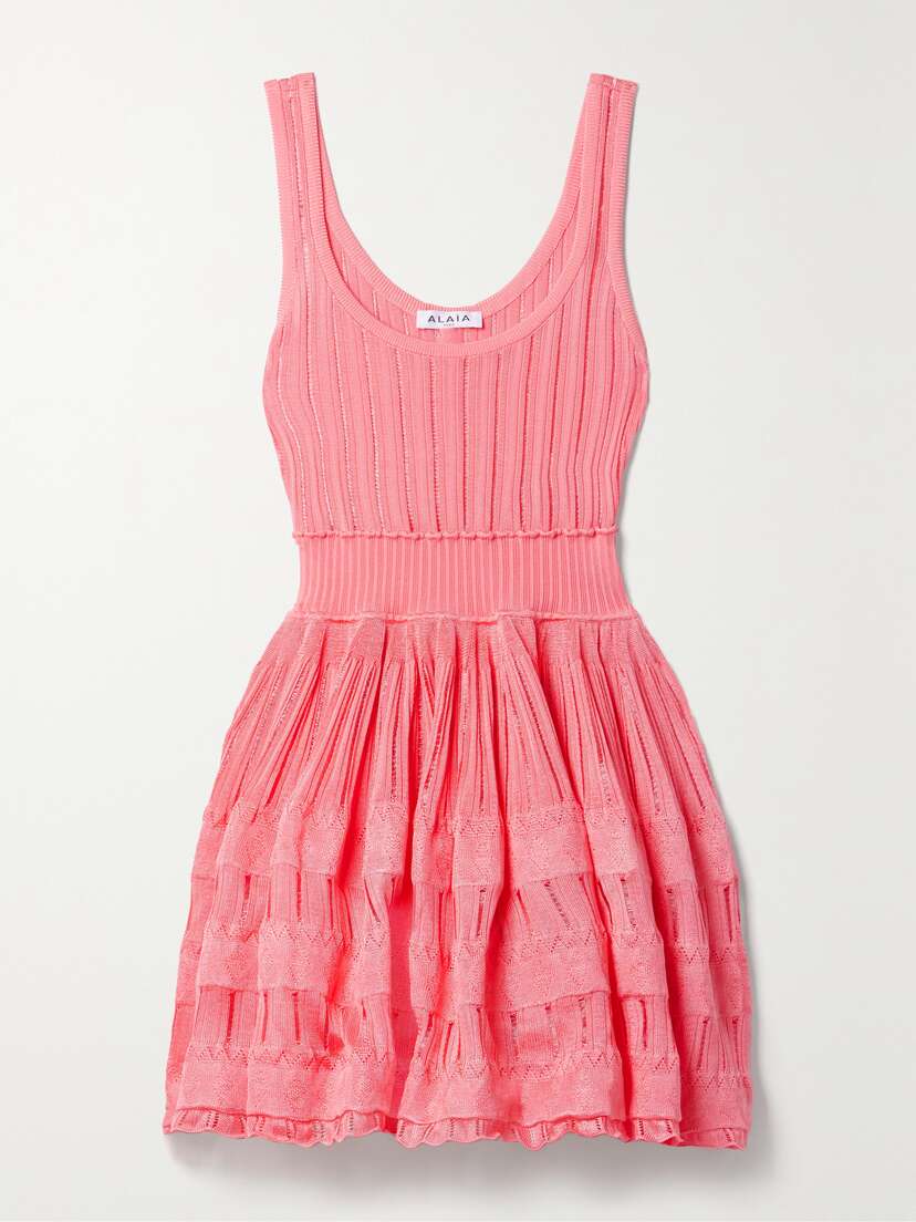Alaïa Archetypes Ribbed Pointelle-knit Mini Dress