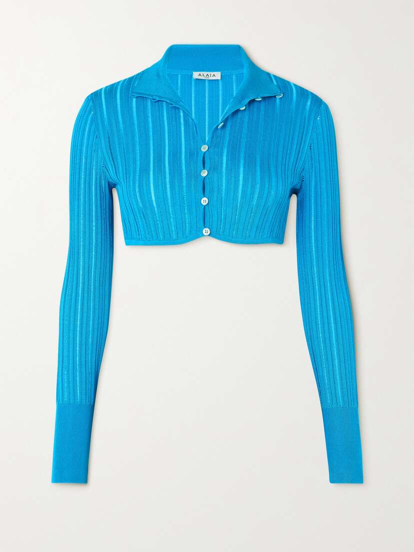Alaïa Archetypes Cropped Ribbed-knit Cardigan