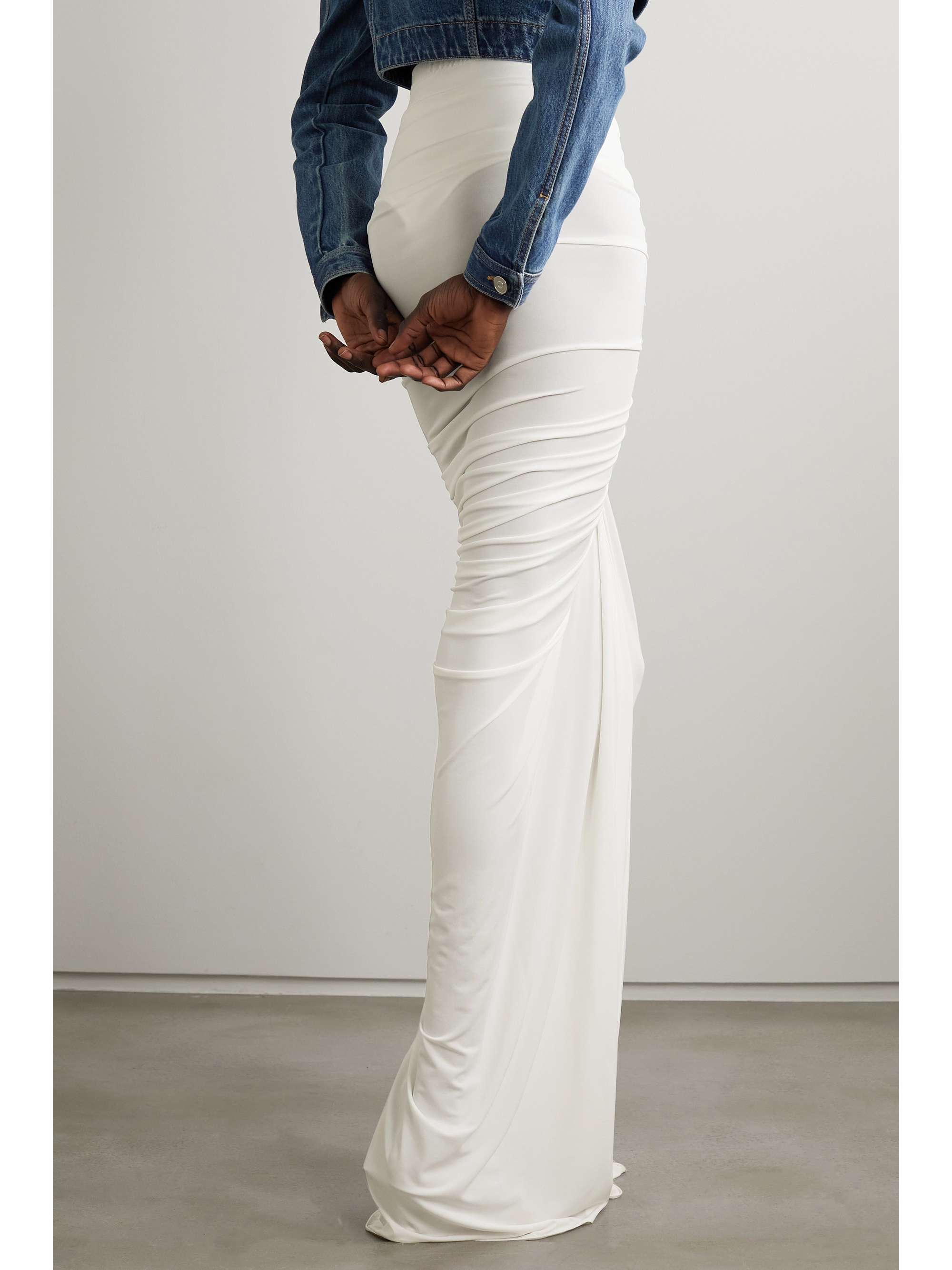ALAÏA Archetypes ruched stretch-jersey midi skirt