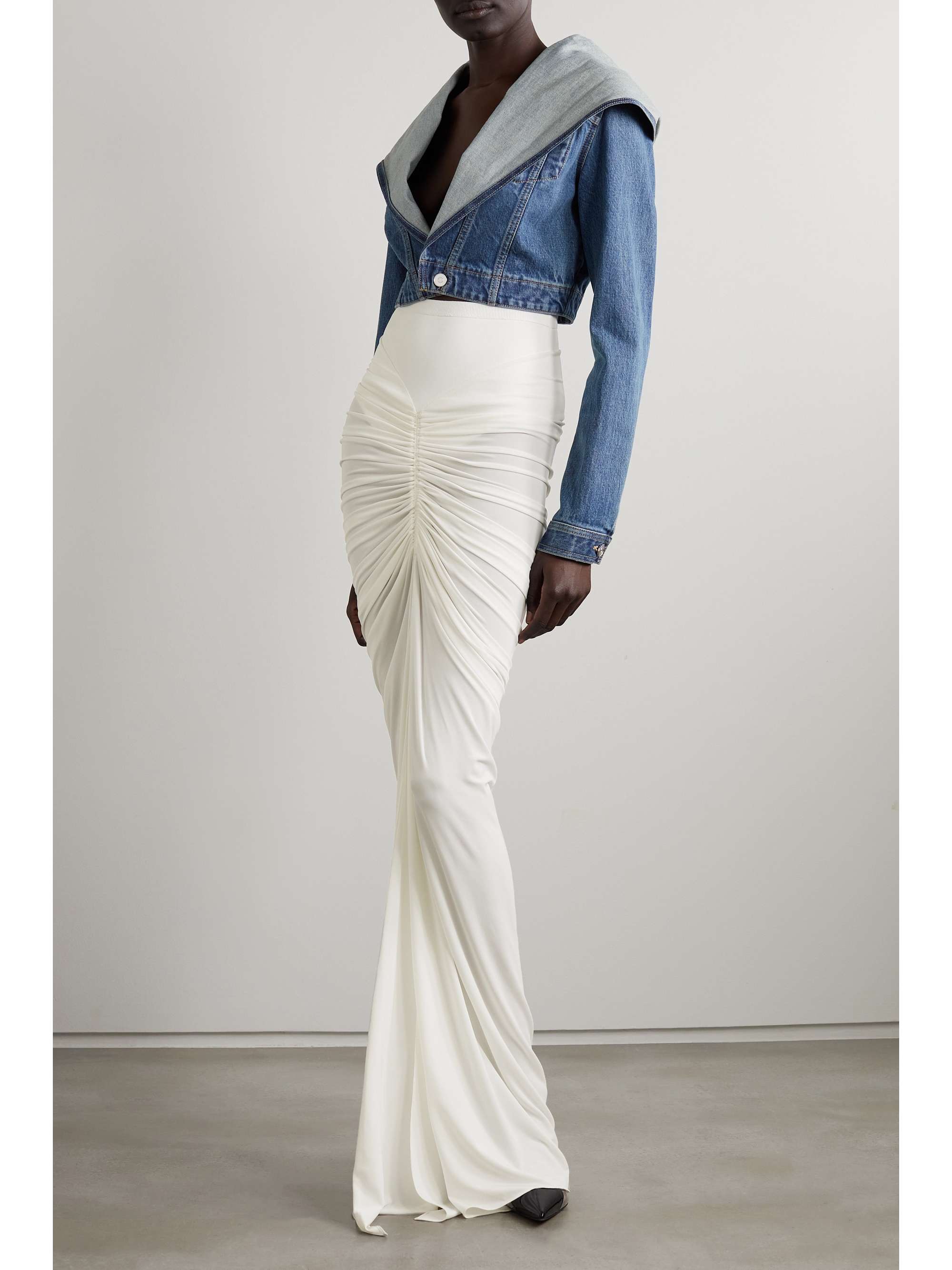 ALAÏA Archetypes ruched stretch-jersey midi skirt