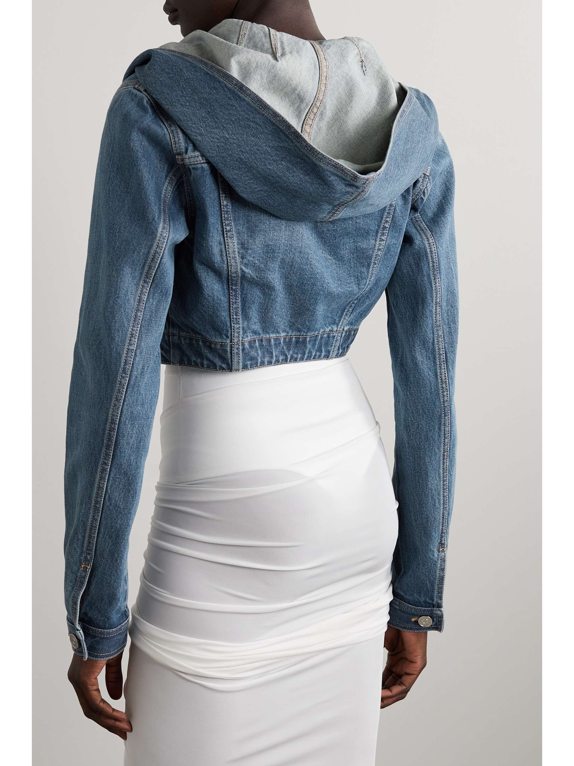 ALAÏA Archetypes cropped hooded denim jacket | NET-A-PORTER