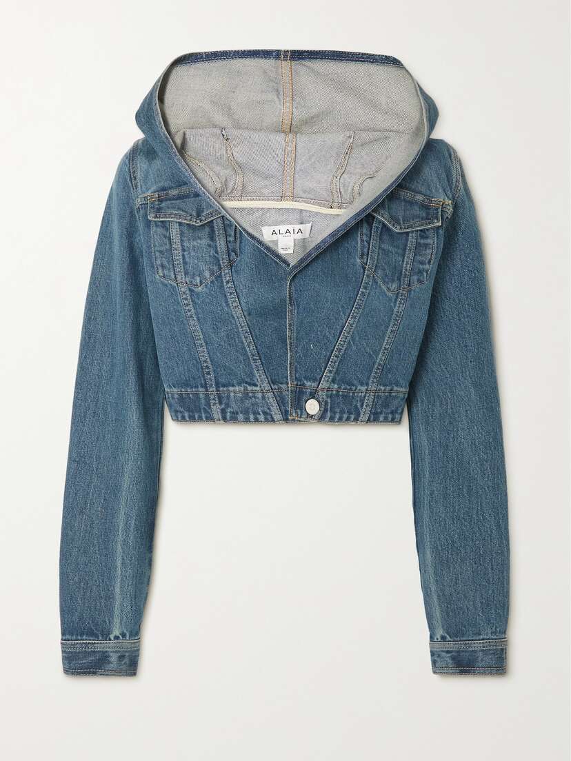 Alaïa Archetypes Cropped Hooded Denim Jacket