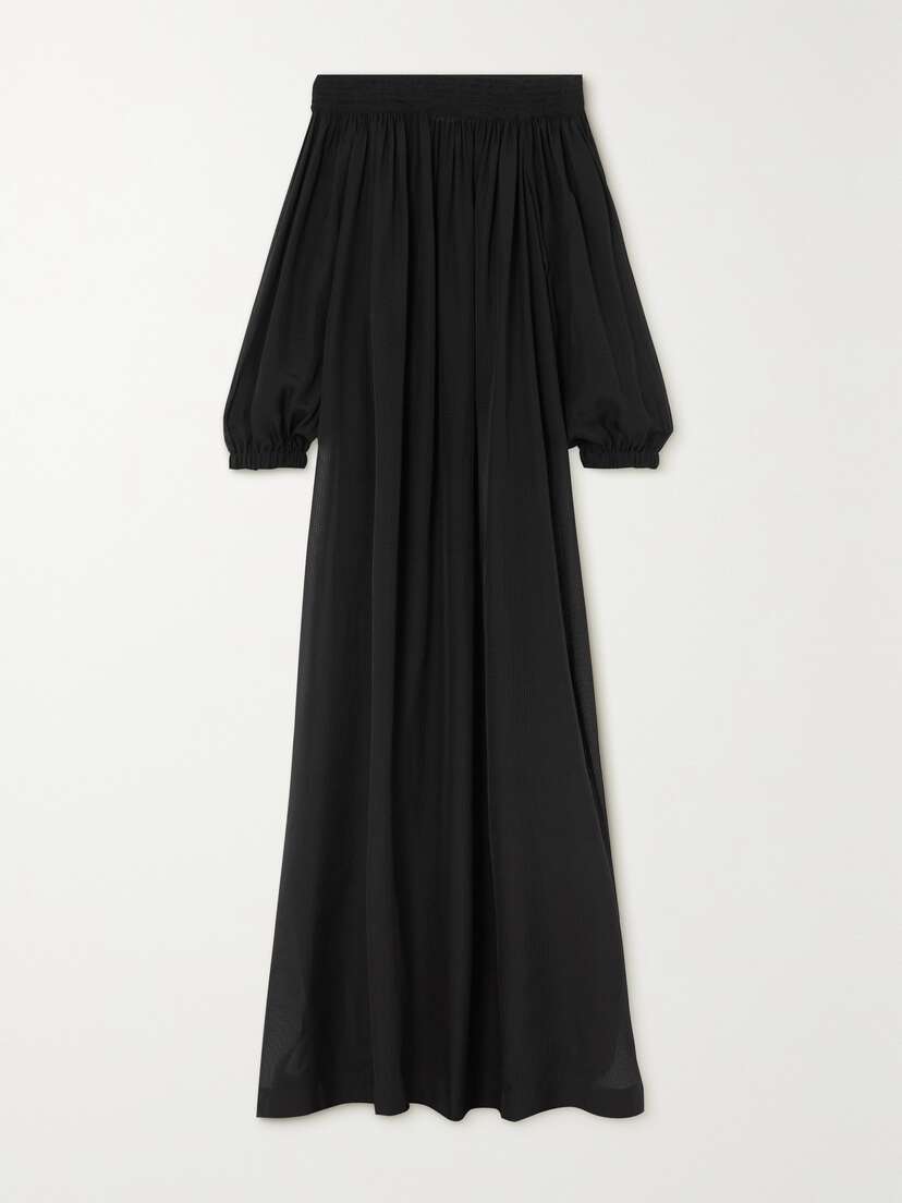 Alaïa Archetypes Off-the-shouder Checked Jacquard Maxi Dress