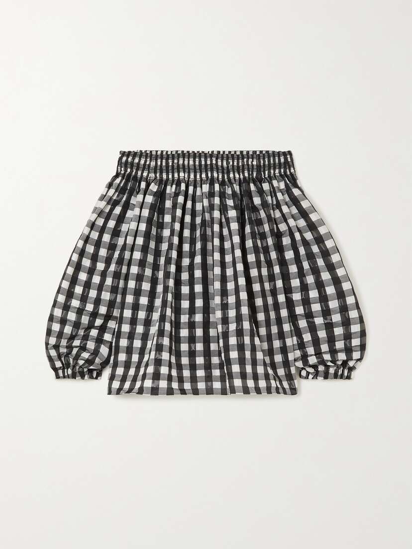 Alaïa Archetypes Off-the-shoulder Gingham Seersucker Top