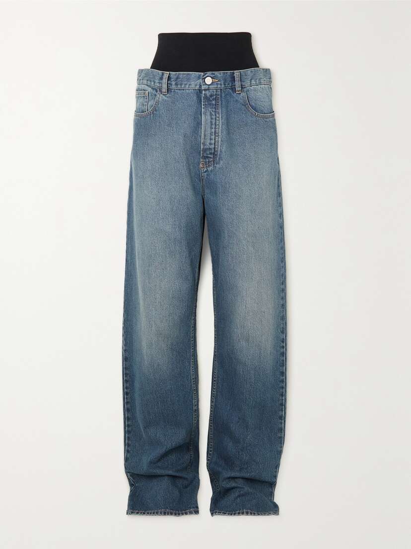 Alaïa Archetypes Ribbed Paneled Stretch-knit Wide-leg Jeans