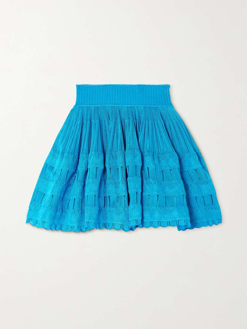 Alaïa Archetypes Pointelle-trimmed Ribbed-knit Mini Skirt