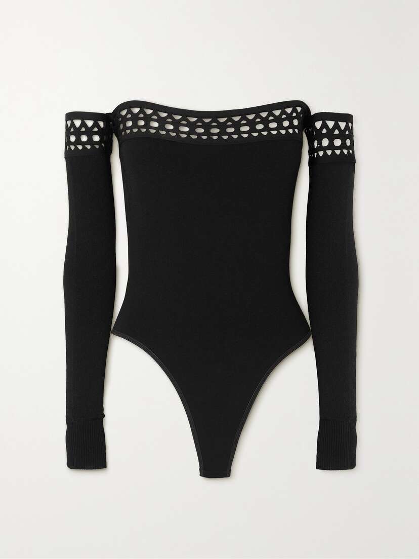 Alaïa Archetypes Convertible Off-the-shoulder Stretch-knit Bodysuit