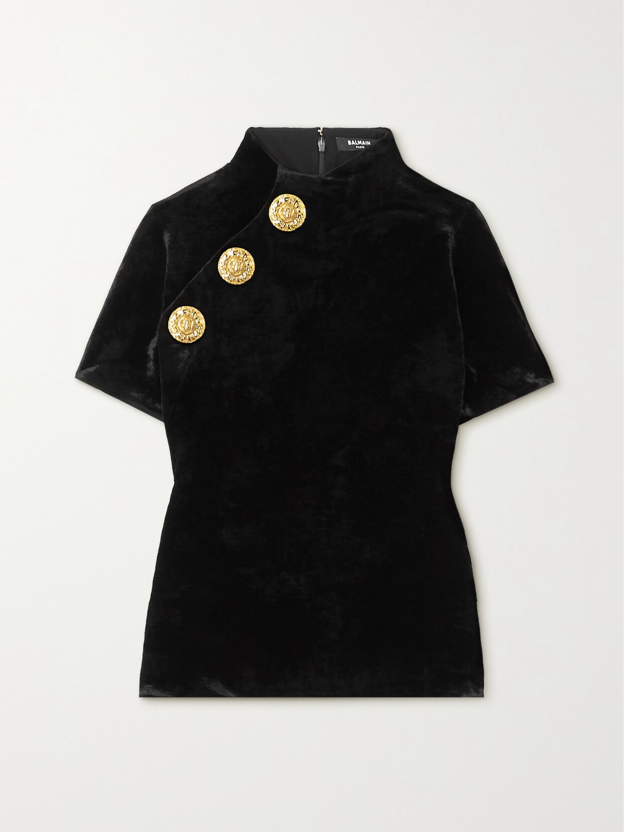 Balmain - Embellished Velvet Top - Black